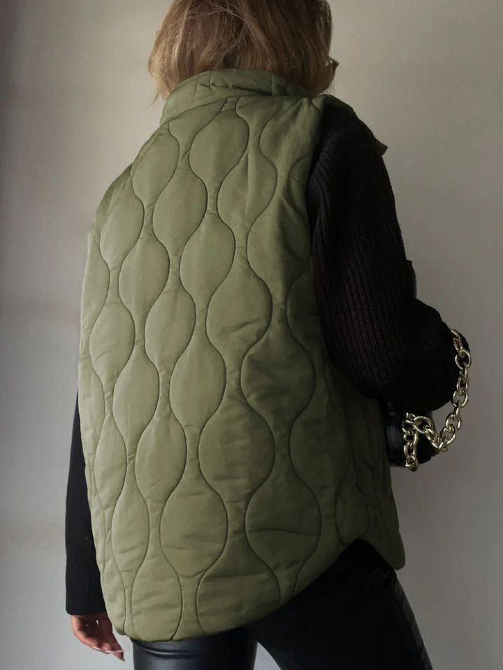 Quilted Gilet Womens Stand Collar Zip and Popper Front Side Pockets - image 7