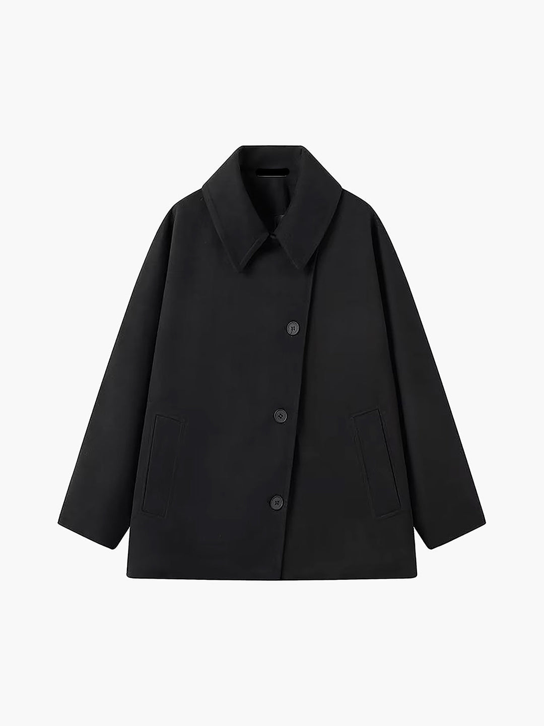 Short Coat Womens Oversized Boxy Notch Lapel Button Front Side Pockets - image 1