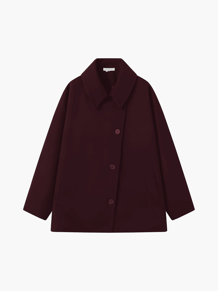 Short Coat Womens Oversized Boxy Notch Lapel Button Front Side Pockets - image 3