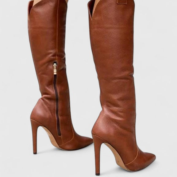 Stiletto Knee High Boots Womens Pointed Toe Side Zip - image 1