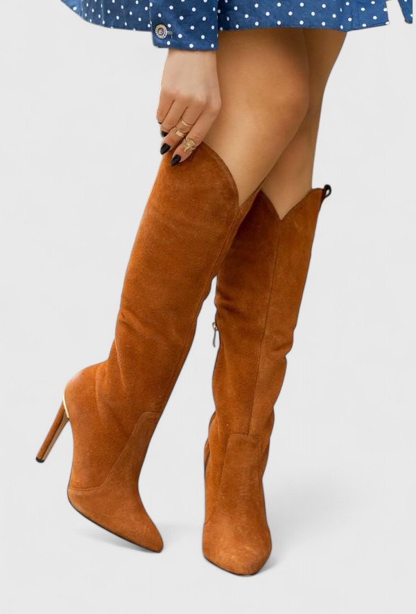 Stiletto Knee High Boots Womens Pointed Toe Side Zip - image 2