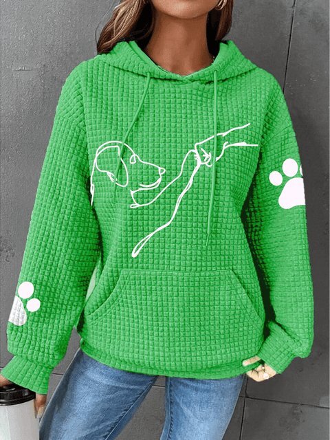 Dog Hoodie Womens Waffle Knit Paw Print Kangaroo Pocket - image 1