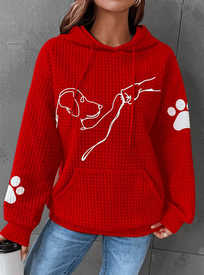 Dog Hoodie Womens Waffle Knit Paw Print Kangaroo Pocket - image 5