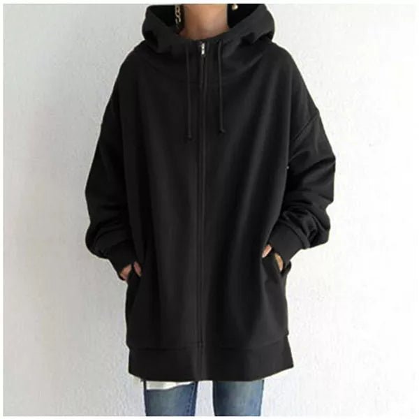 Zip Up Hoodie Womens Oversized Fleece Longline Drawstring Hood Pockets - image 10