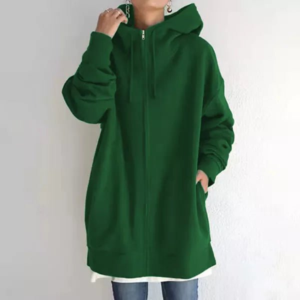 Zip Up Hoodie Womens Oversized Fleece Longline Drawstring Hood Pockets - image 4