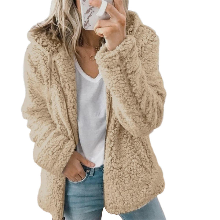 Teddy Jacket Womens Open Front Notch Collar Relaxed Fit - image 3