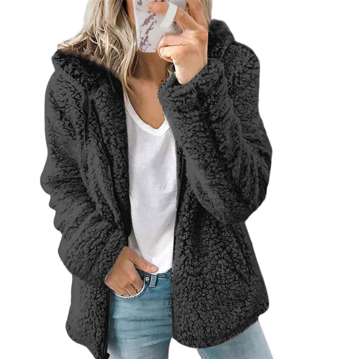 Teddy Jacket Womens Open Front Notch Collar Relaxed Fit - image 4