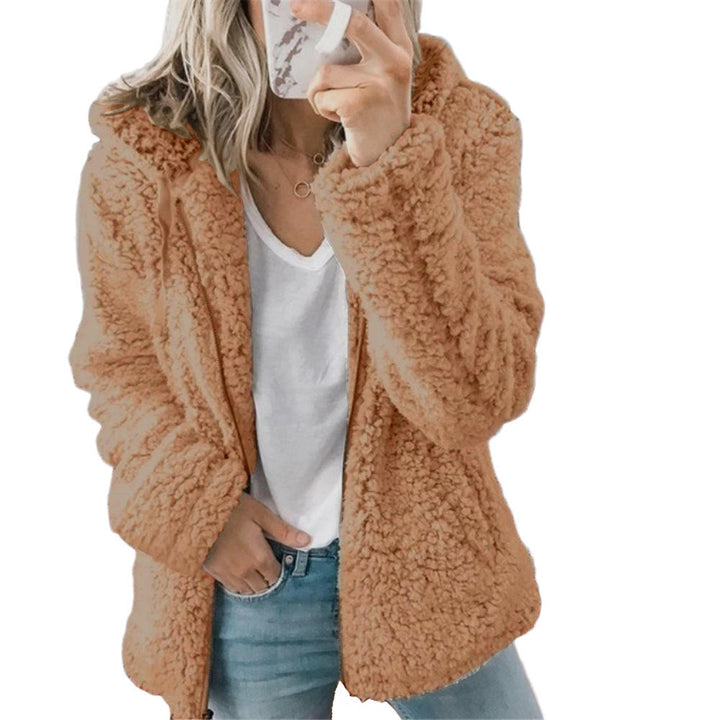 Teddy Jacket Womens Open Front Notch Collar Relaxed Fit - image 5