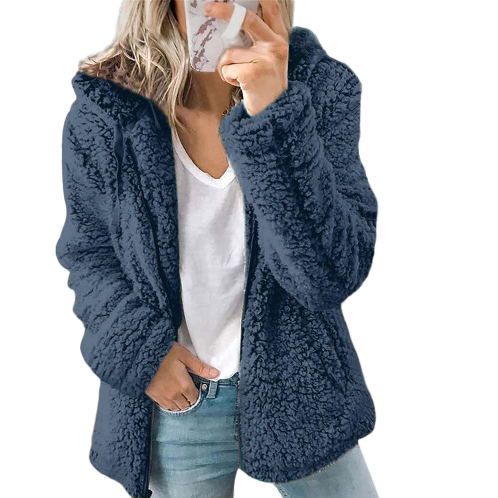 Teddy Jacket Womens Open Front Notch Collar Relaxed Fit - image 6