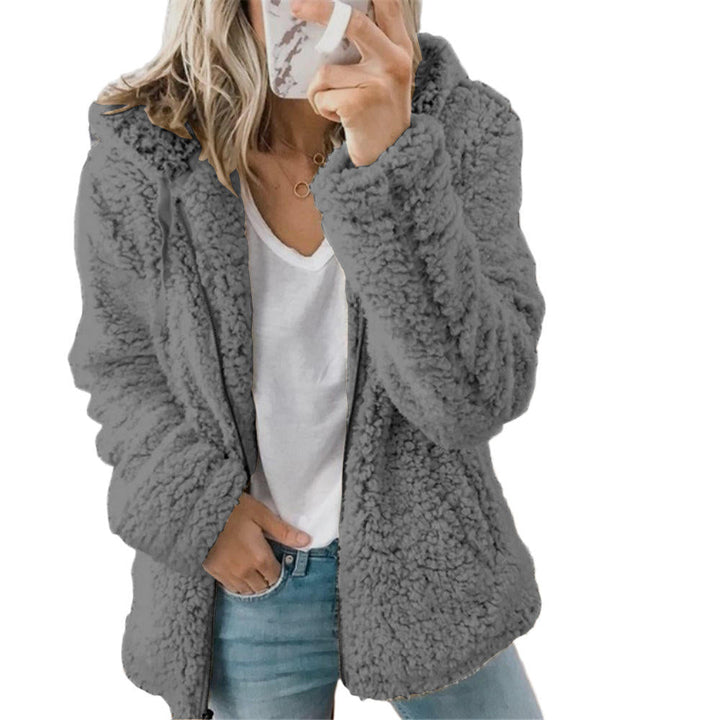 Teddy Jacket Womens Open Front Notch Collar Relaxed Fit - image 7