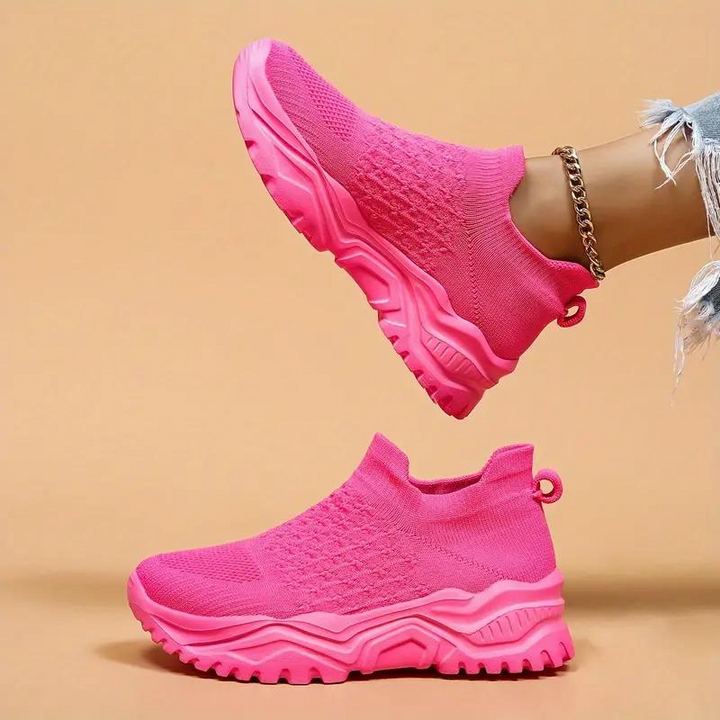 Sock Trainers Womens Platform Slip On Knit Upper - image 5