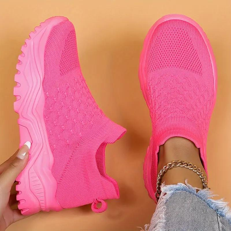 Sock Trainers Womens Platform Slip On Knit Upper - image 7