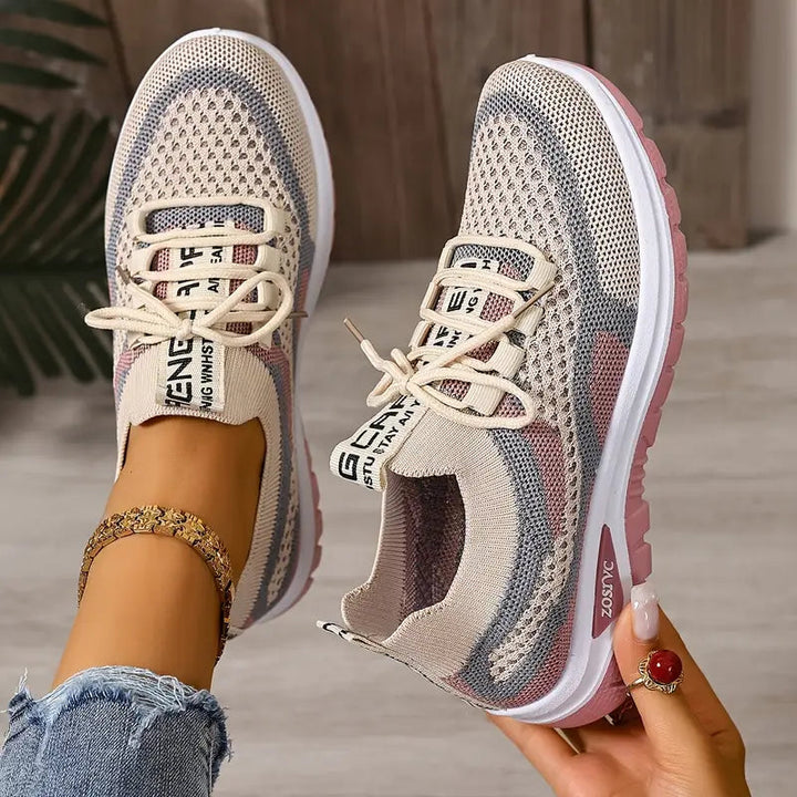 Platform Trainers Womens Mesh Sock Collar Lace Up Letter Detail - image 2