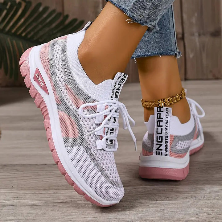 Platform Trainers Womens Mesh Sock Collar Lace Up Letter Detail - image 7