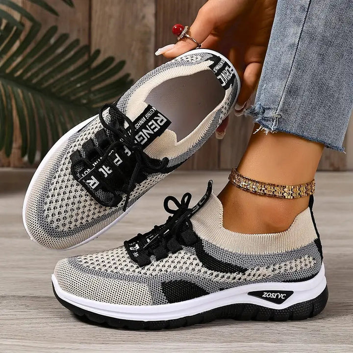 Platform Trainers Womens Mesh Sock Collar Lace Up Letter Detail - image 8