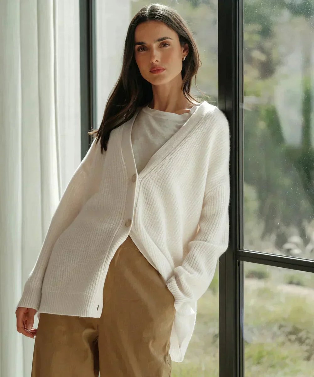 Ribbed Cardigan Womens V Neck Button Front Long Sleeve Relaxed Fit - image 3