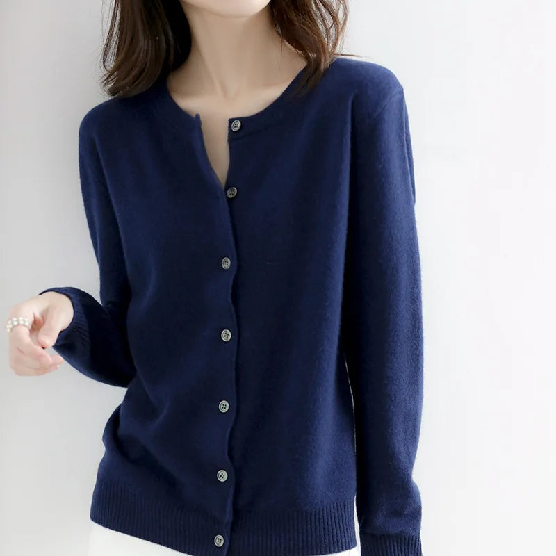 Button Cardigan Womens Mock Neck Knit Ribbed Cuffs Relaxed Fit - image 3