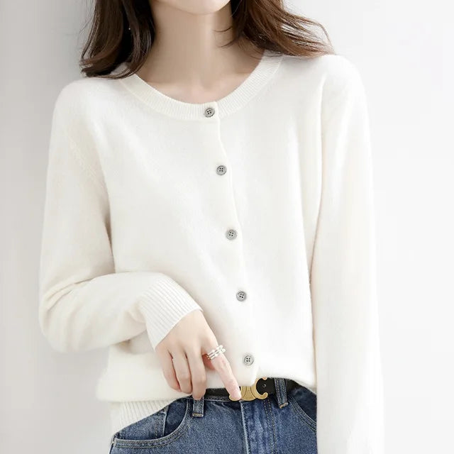 Button Cardigan Womens Mock Neck Knit Ribbed Cuffs Relaxed Fit - image 4