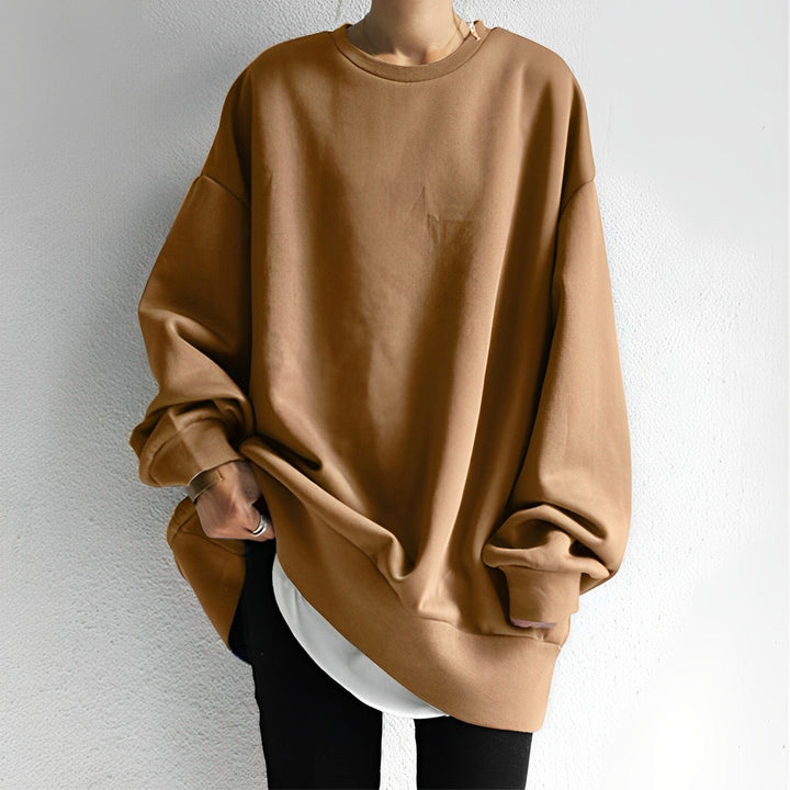 Oversized Sweatshirt Womens Crew Neck Dropped Shoulder Ribbed Cuffs - image 1
