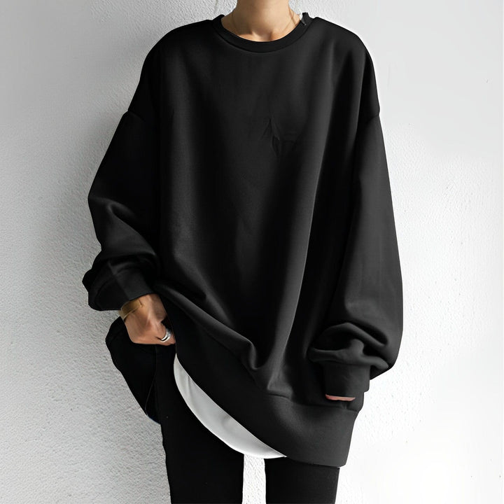 Oversized Sweatshirt Womens Crew Neck Dropped Shoulder Ribbed Cuffs - image 2