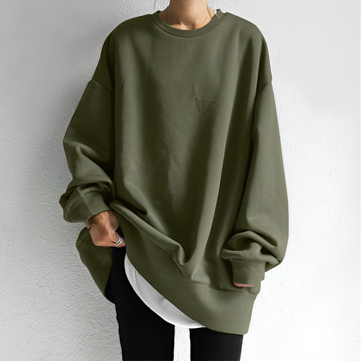 Oversized Sweatshirt Womens Crew Neck Dropped Shoulder Ribbed Cuffs - image 3