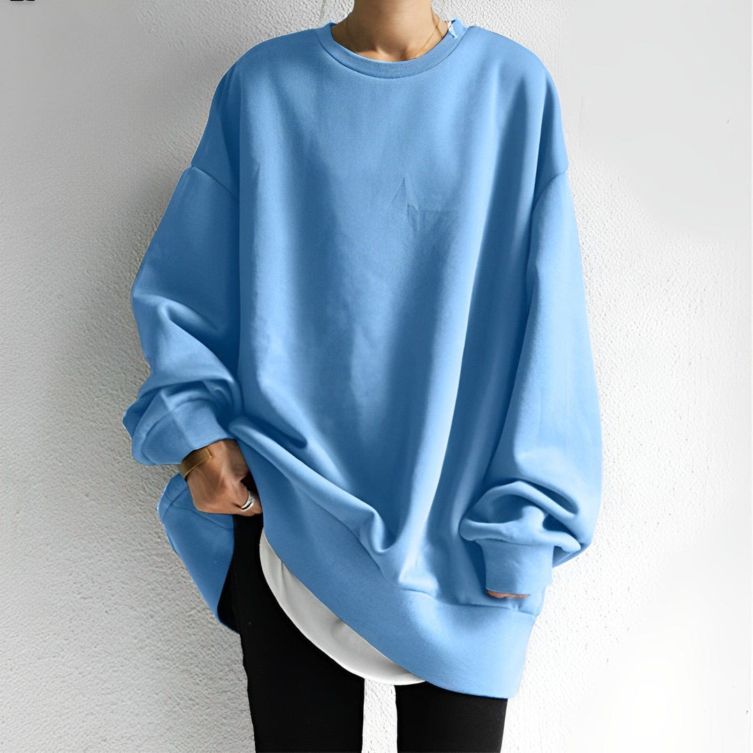 Oversized Sweatshirt Womens Crew Neck Dropped Shoulder Ribbed Cuffs - image 5