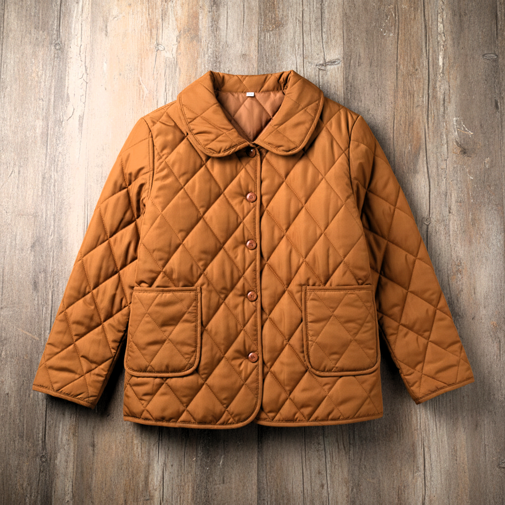Quilted Jacket Womens Diamond Quilt Peter Pan Collar Button Front - image 4