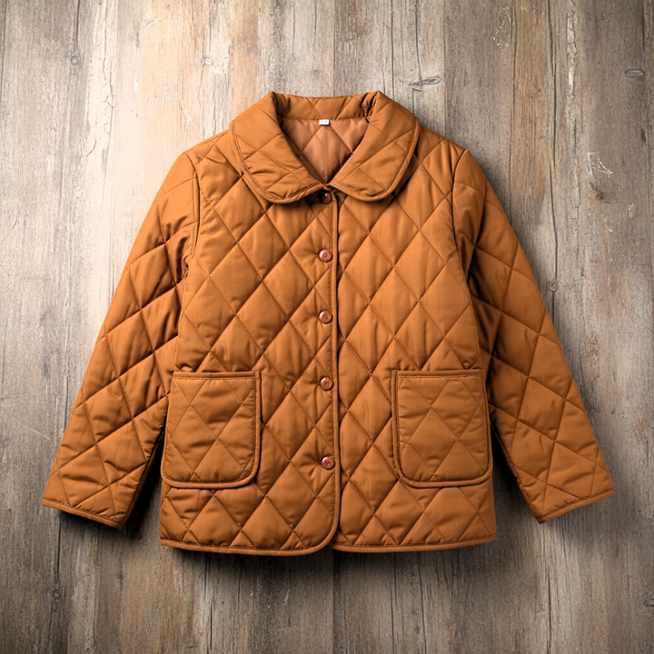 Quilted Jacket Womens Diamond Quilt Peter Pan Collar Button Front - image 4