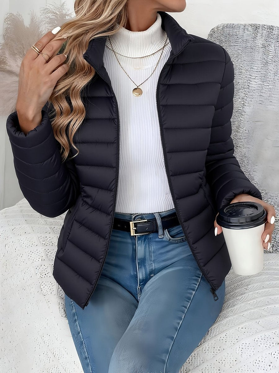 Puffer Jacket Womens Lightweight Padded Stand Collar Zip Front - image 9