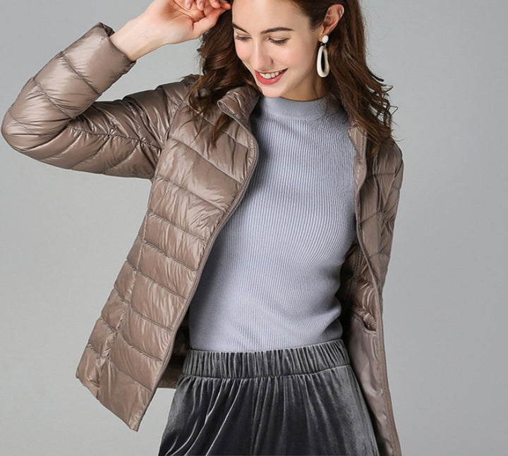 Puffer Jacket Womens Lightweight Padded Stand Collar Zip Front - image 2