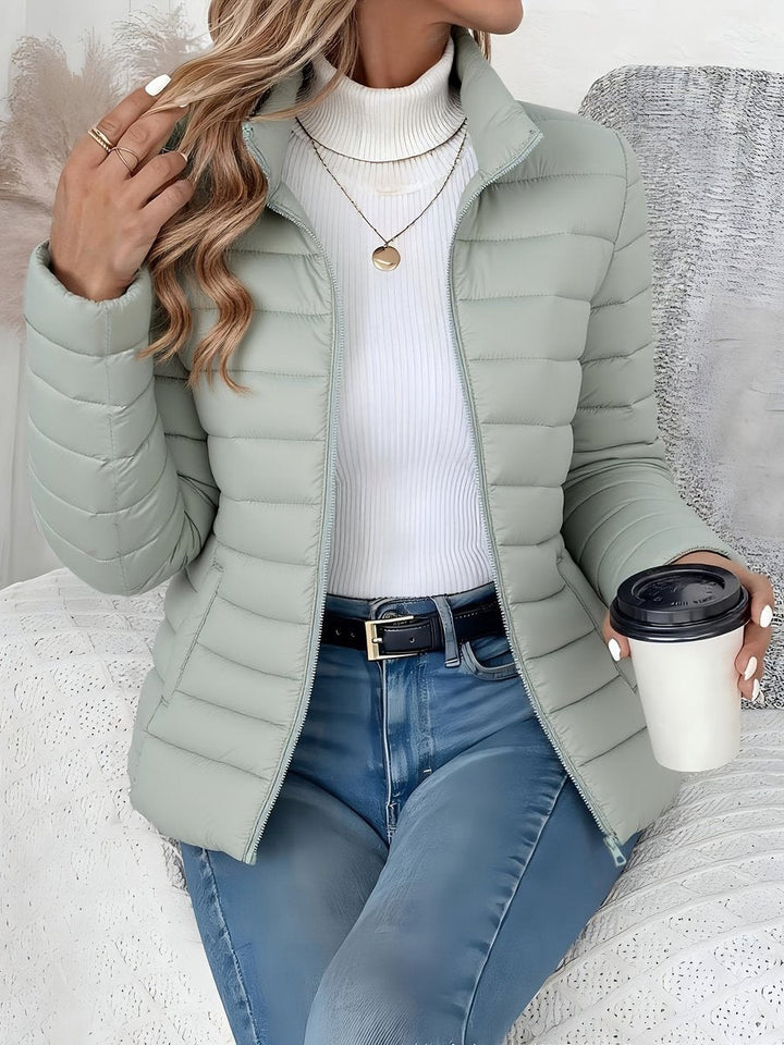 Puffer Jacket Womens Lightweight Padded Stand Collar Zip Front - image 6