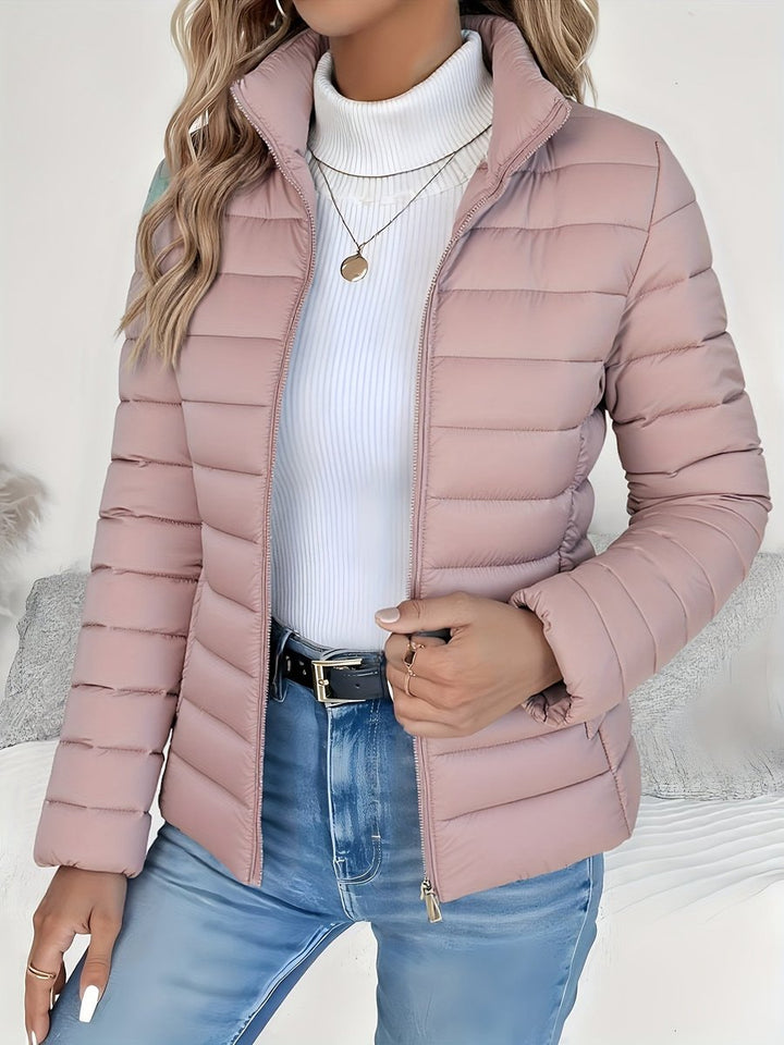Puffer Jacket Womens Lightweight Padded Stand Collar Zip Front - image 7