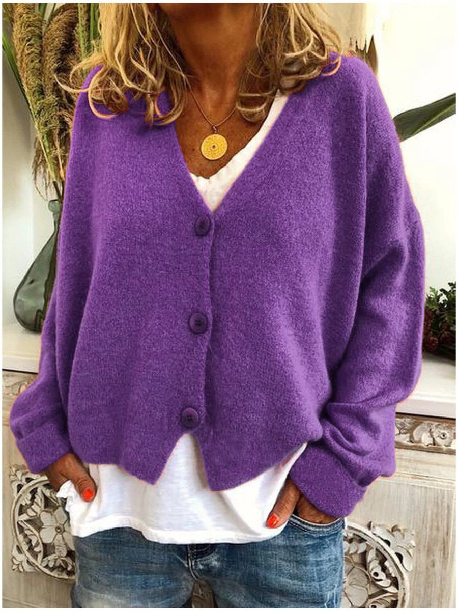 V Neck Cardigan Womens Button Front Soft Knit Relaxed Fit - image 5