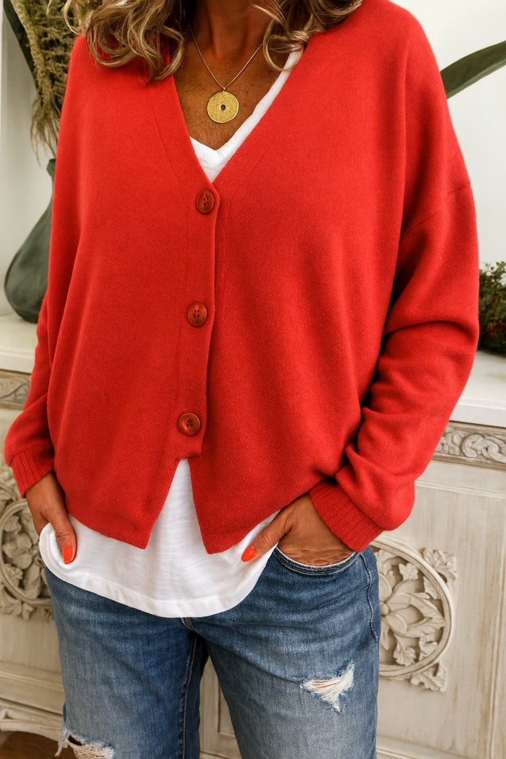 V Neck Cardigan Womens Button Front Soft Knit Relaxed Fit - image 6