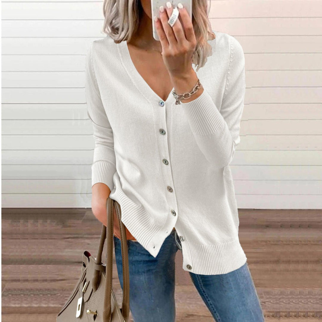 Button Up Cardigan Womens V Neck Ribbed Knit Long Sleeve - image 11