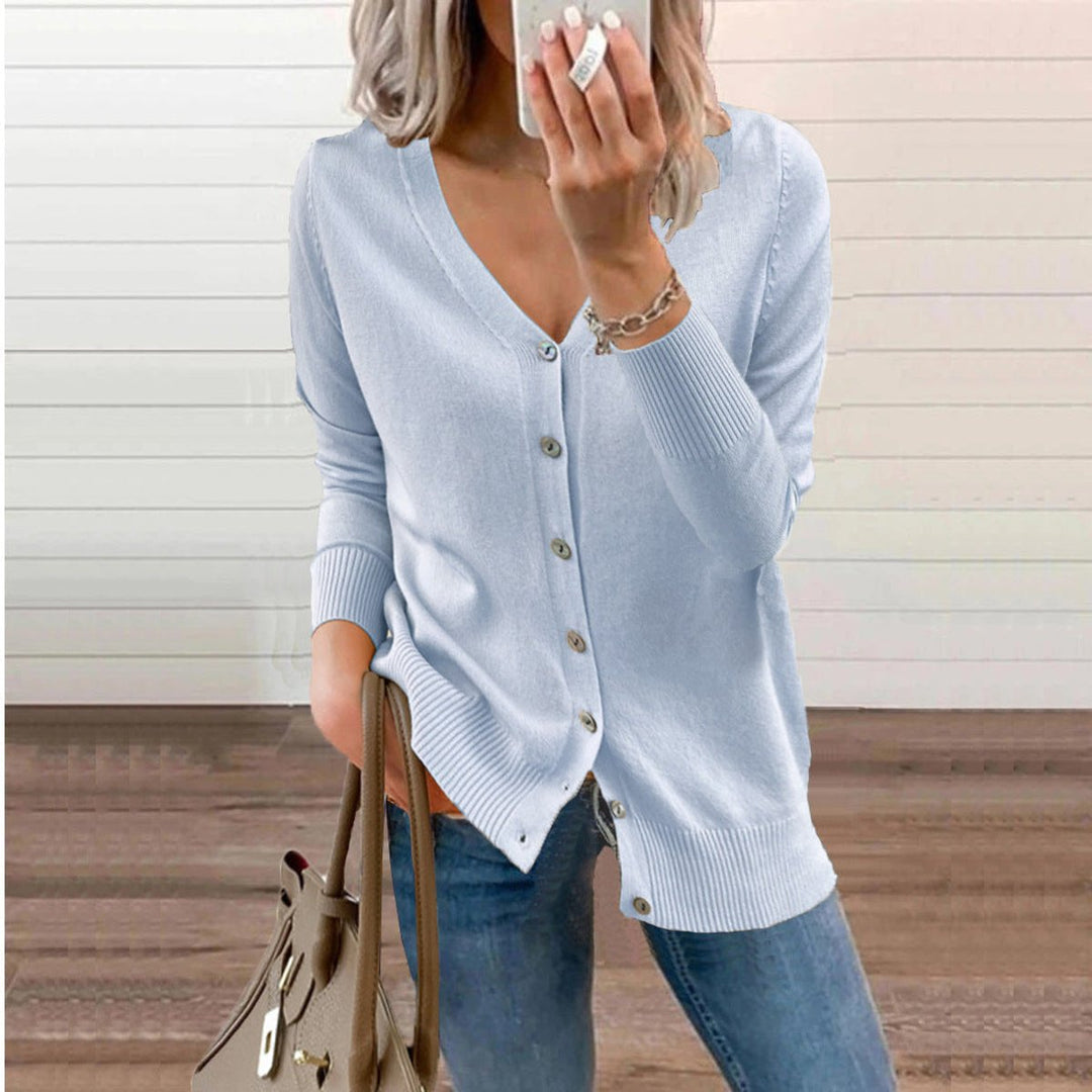 Button Up Cardigan Womens V Neck Ribbed Knit Long Sleeve - image 12