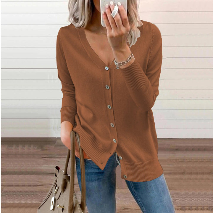 Button Up Cardigan Womens V Neck Ribbed Knit Long Sleeve - image 3