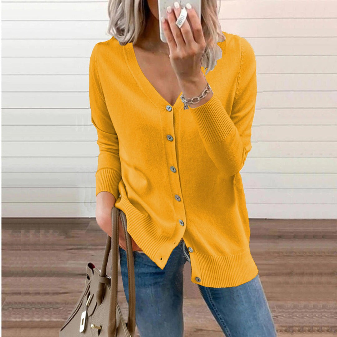 Button Up Cardigan Womens V Neck Ribbed Knit Long Sleeve - image 4