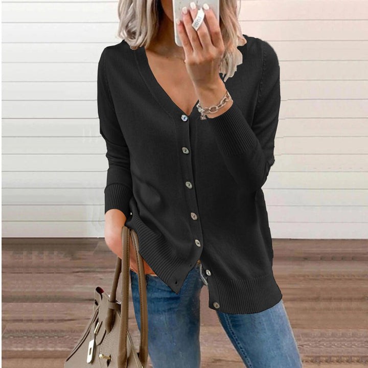 Button Up Cardigan Womens V Neck Ribbed Knit Long Sleeve - image 7