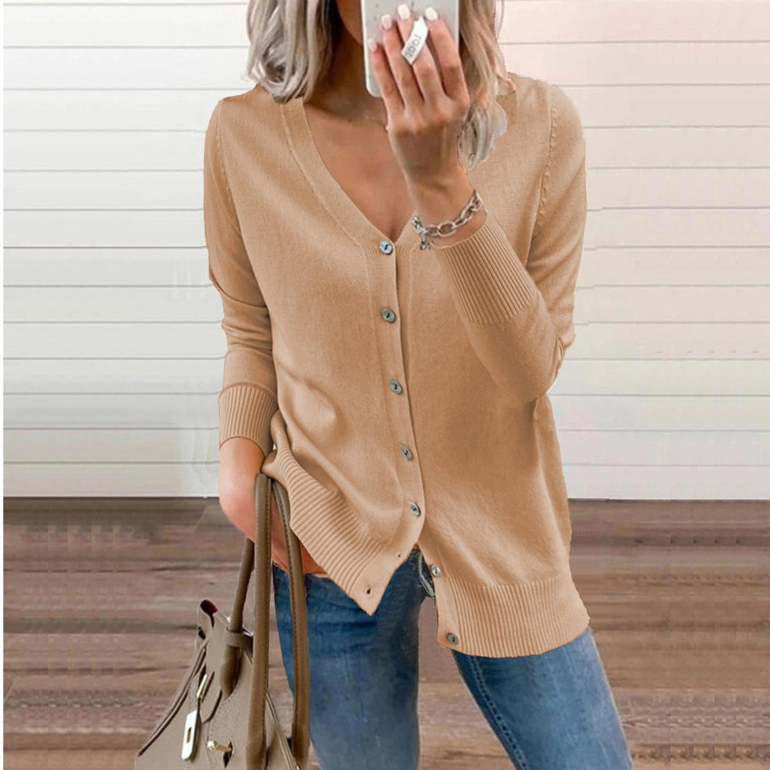 Button Up Cardigan Womens V Neck Ribbed Knit Long Sleeve - image 8