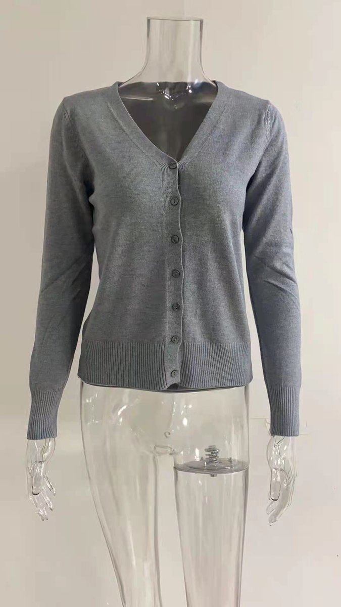 Button Up Cardigan Womens V Neck Ribbed Knit Long Sleeve - image 9
