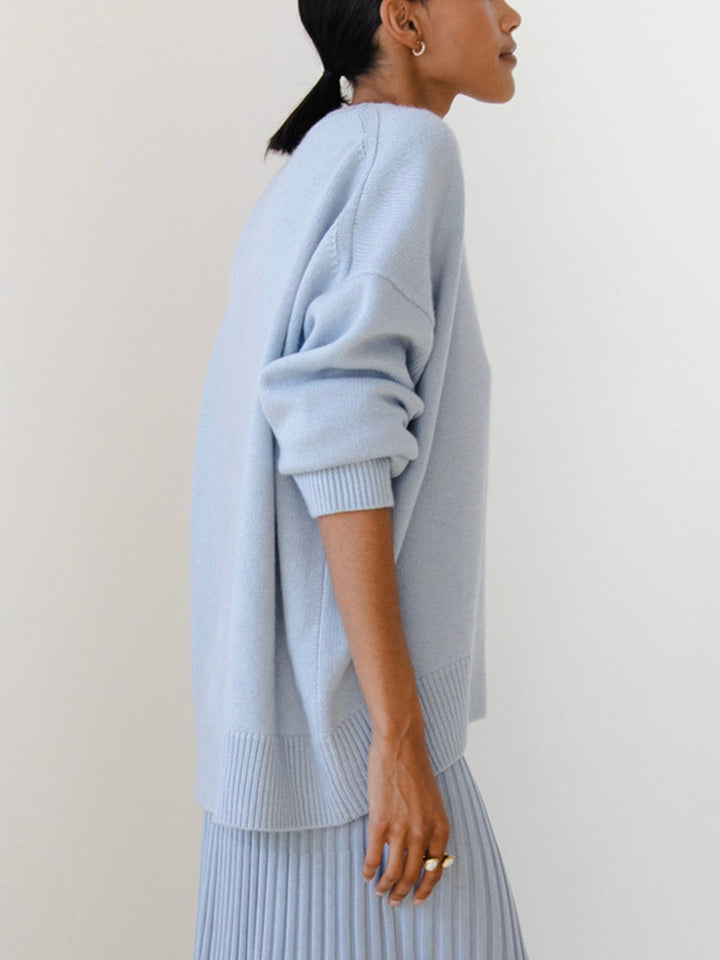 Oversized Jumper Womens Ribbed Knit Crew Neck Dropped Shoulder One Size - image 10