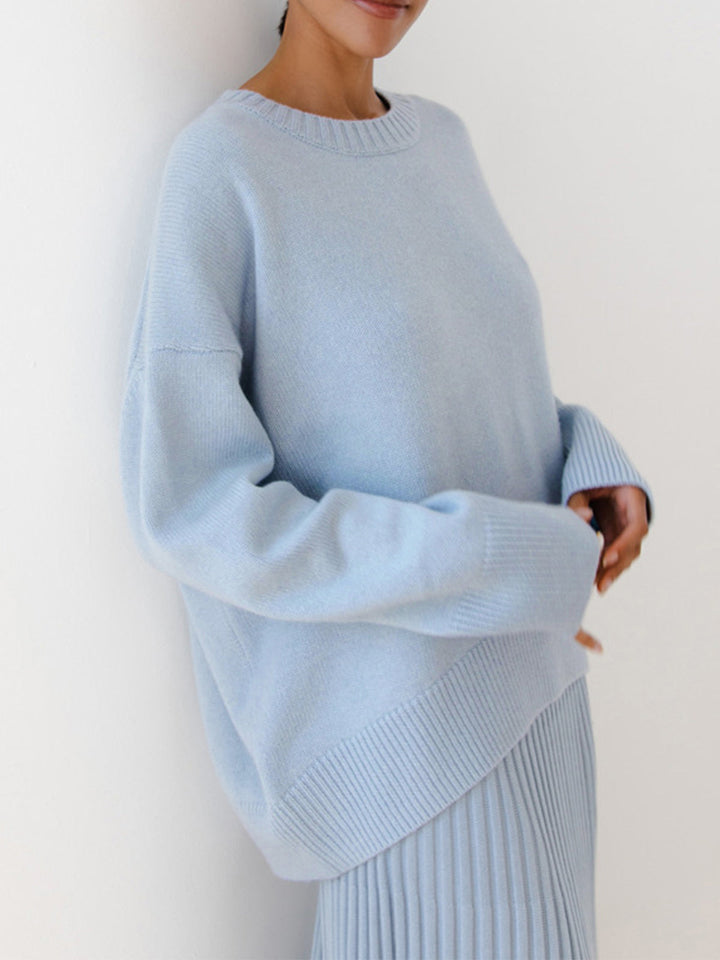 Oversized Jumper Womens Ribbed Knit Crew Neck Dropped Shoulder One Size - image 8
