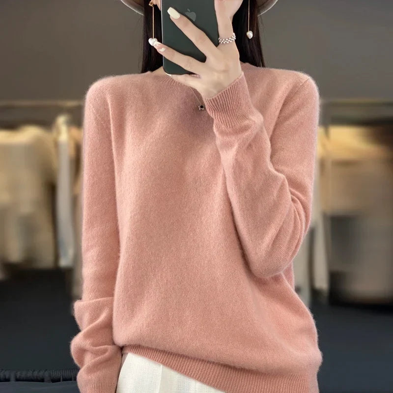 Fluffy Jumper Womens Crew Neck Soft Knit Ribbed Hem Boxy Fit - image 2