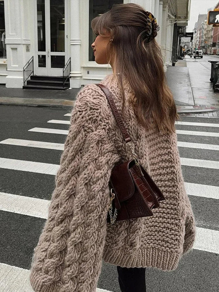 Chunky Cable Knit Jumper Womens Oversized Balloon Sleeve - image 4
