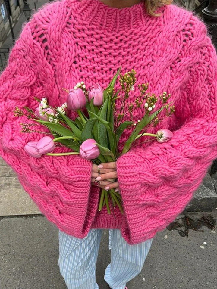 Chunky Cable Knit Jumper Womens Oversized Balloon Sleeve - image 5