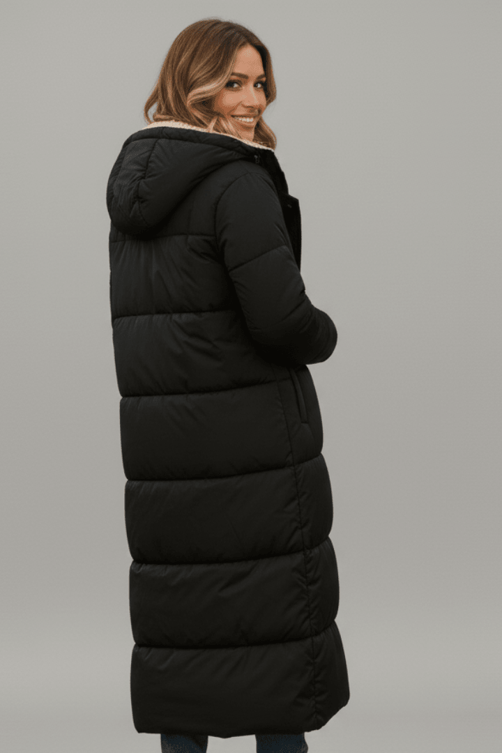 Long Puffer Coat Womens Hooded Sherpa Lined Maxi Padded Zip Front - image 10