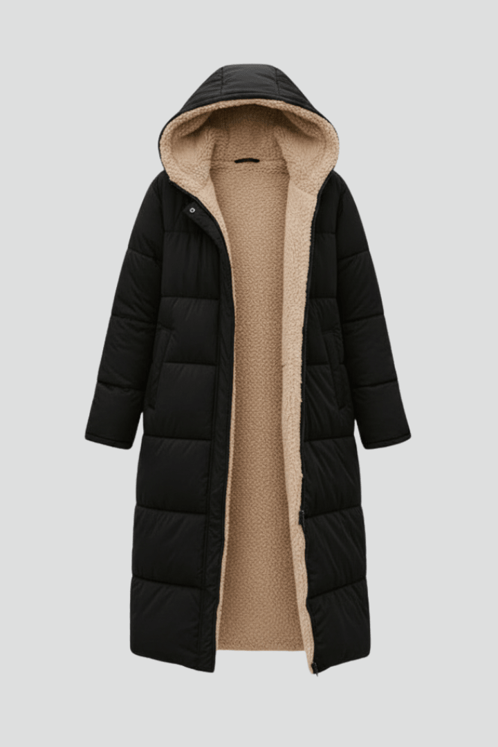 Long Puffer Coat Womens Hooded Sherpa Lined Maxi Padded Zip Front - image 8