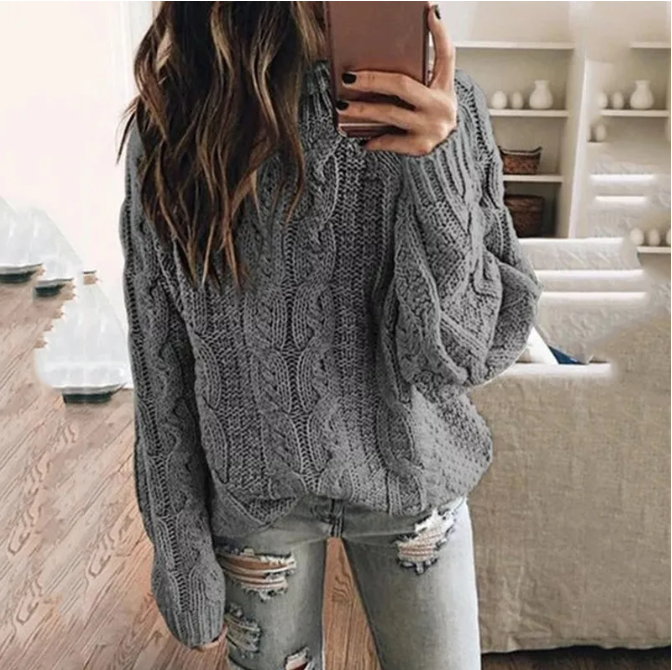 Cable Knit Jumper Womens Crew Neck Relaxed Fit Ribbed Cuffs - image 3
