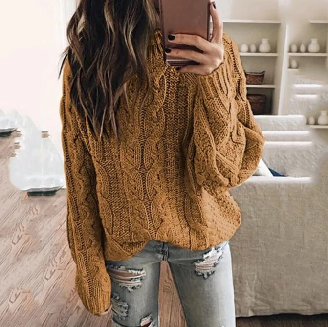 Cable Knit Jumper Womens Crew Neck Relaxed Fit Ribbed Cuffs - image 5